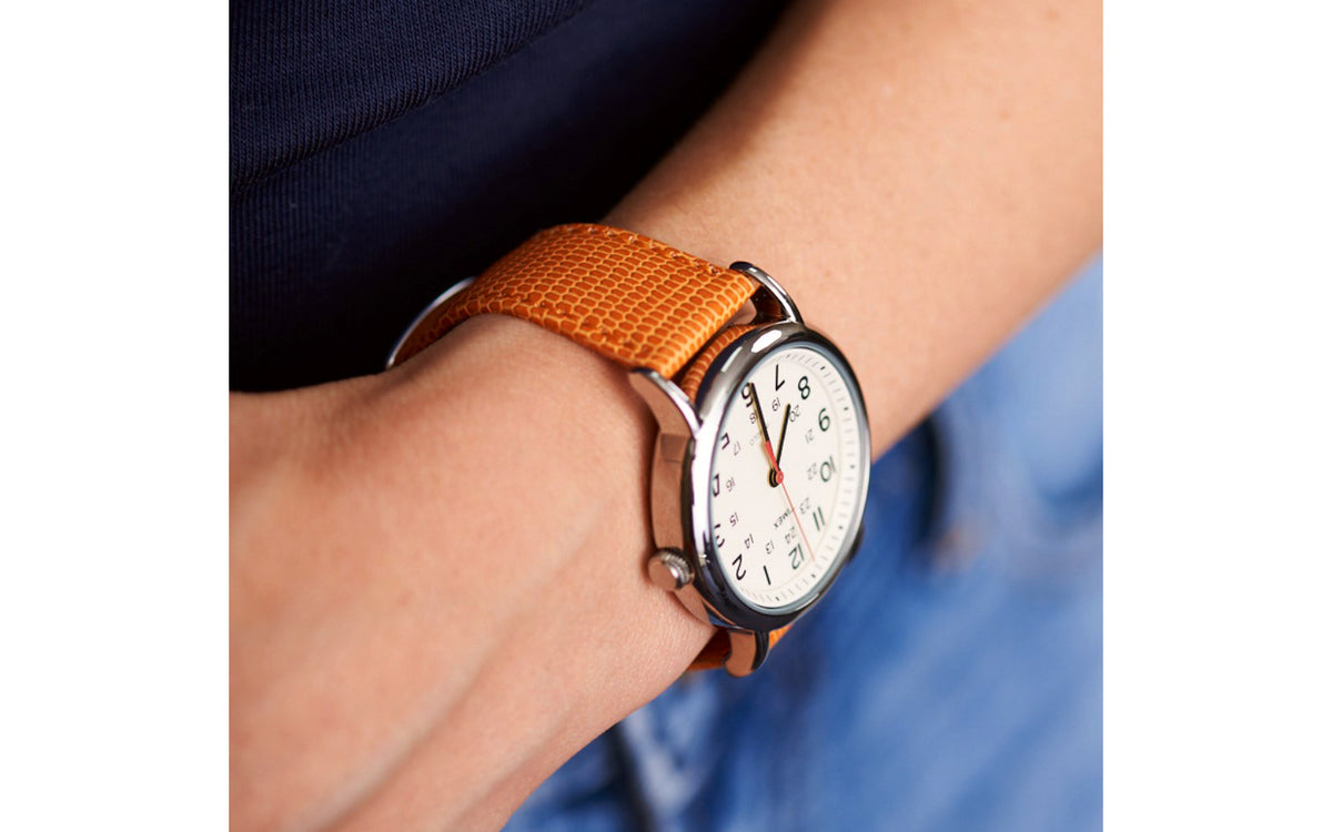 Hadley-Roma Women&#39;s Orange Java Lizard Grain Leather Watch Strap