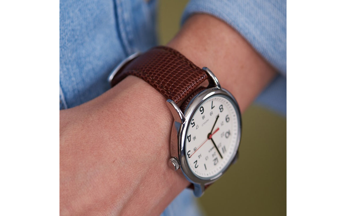 Hadley-Roma Women&#39;s Brown Java Lizard Grain Leather Watch Strap