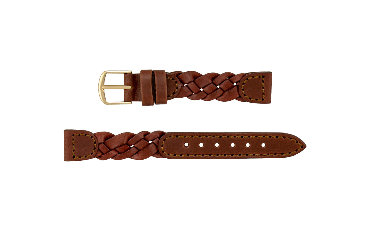 Hadley-Roma Women&#39;s Brown Woven Leather Watch Strap