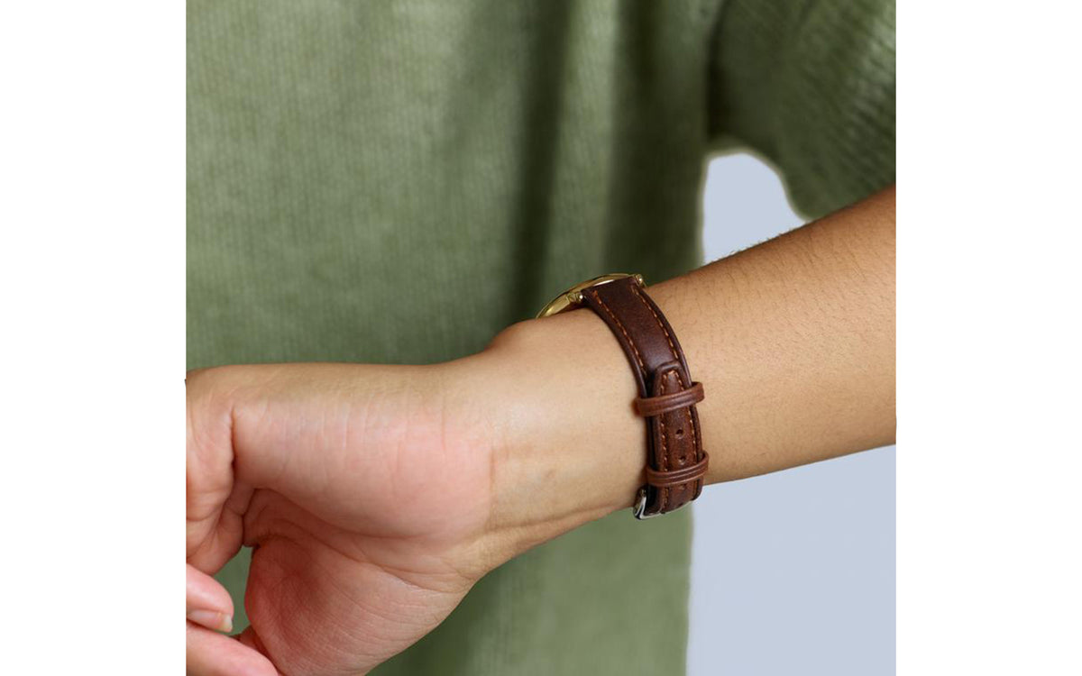 Hadley-Roma Women&#39;s Brown Stitched Oil Tan Leather Watch Strap