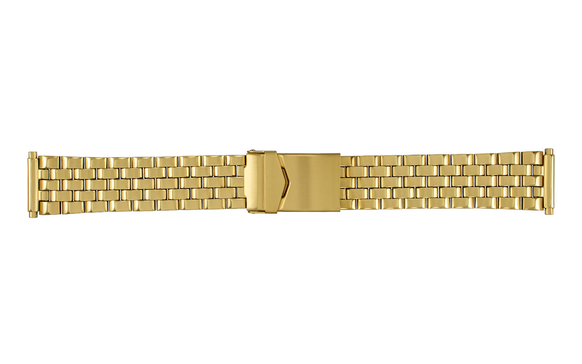 Hadley-Roma Men&#39;s Shiny Goldtone Metal Link Bracelet Watch Band