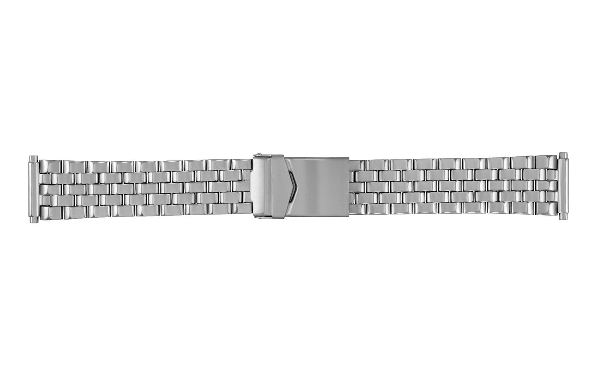 Hadley-Roma Men&#39;s Shiny Stainless Steel Metal Link Bracelet Watch Band
