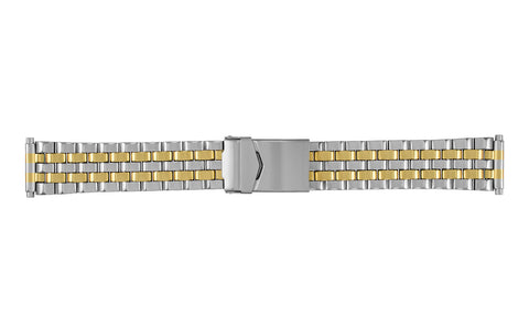 Hadley-Roma Men's Shiny Two Tone Metal Link Bracelet Watch Band