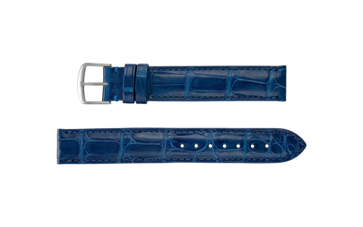 Hadley-Roma Men&#39;s Matte Royal Blue Genuine Alligator Watch Strap