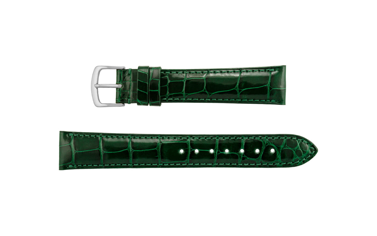 Hadley-Roma Men&#39;s Green Genuine Alligator Watch Strap
