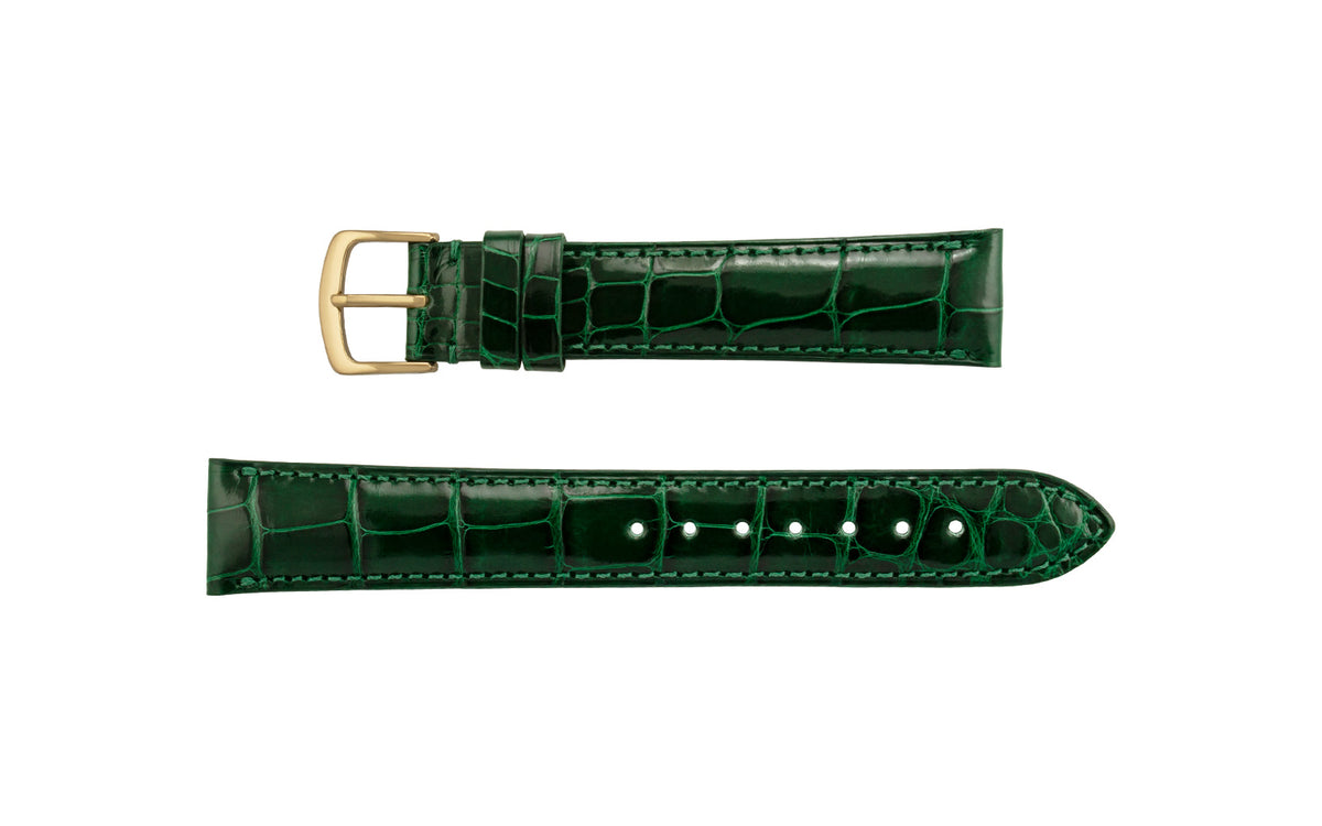 Hadley-Roma Men&#39;s Green Genuine Alligator Watch Strap