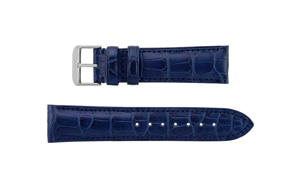 Hadley-Roma Men&#39;s Matte Royal Blue Genuine Alligator Watch Strap