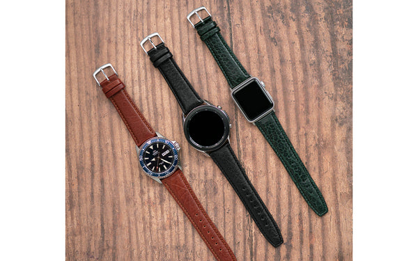 Hadley-Roma Men's Green Shrunken Grain Leather Watch Strap MS788