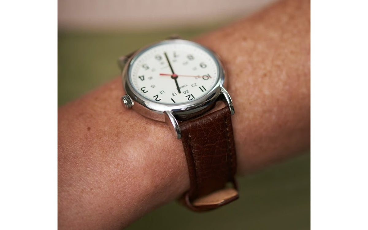 Hadley-Roma Men&#39;s EXTRA-LONG Brown Genuine Shrunken Grain Leather Watch Strap