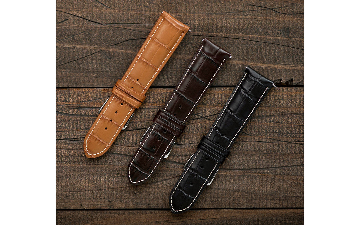 Hadley Men&#39;s Espresso Alligator Grain Italian Leather Watch Strap