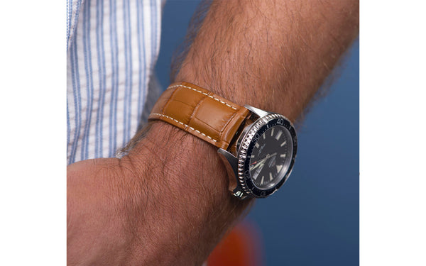 Roman08 Hadley Men's Honey Alligator Grain Italian Leather Watch Strap