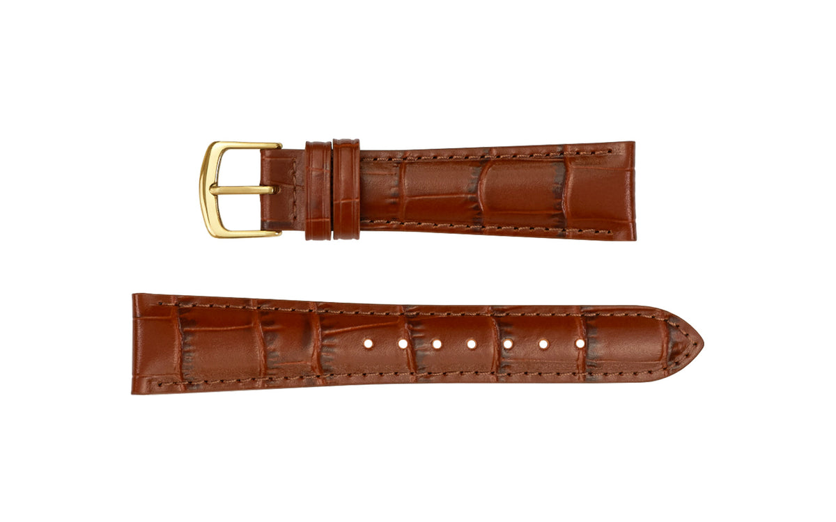 Hadley-Roma Men's Chestnut Brown Alligator Grain Leather Watch Strap