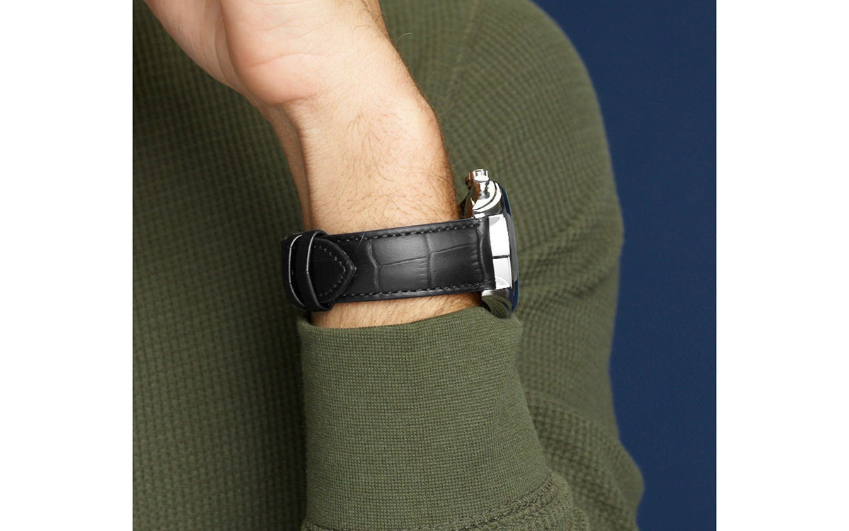 Hadley Men's Black Alligator Grain Genuine Leather Watch Strap