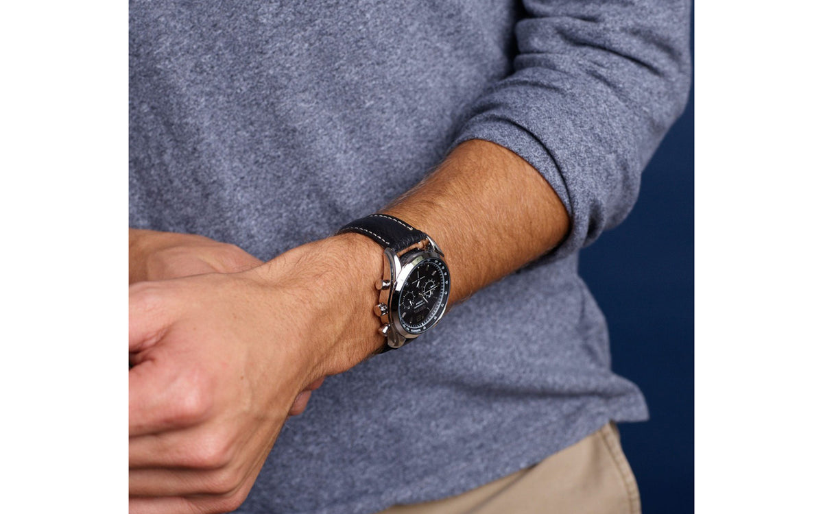 Hadley Men's Black Shrunken Grain Leather Watch Strap