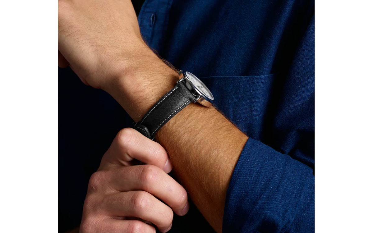 Hadley Men's Black Shrunken Grain Leather Watch Strap