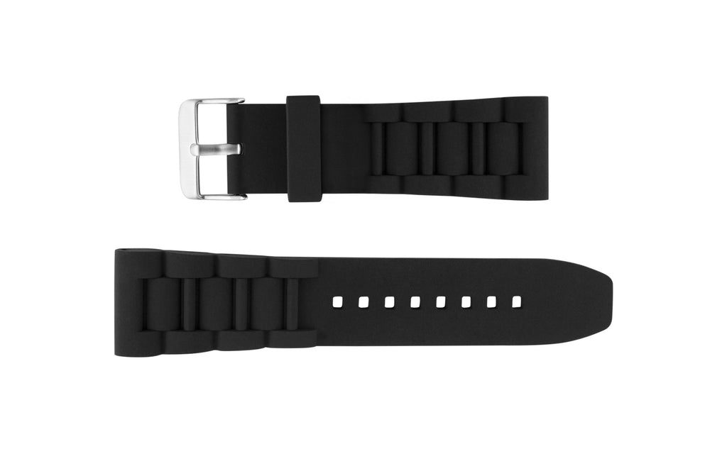 AWB Men's Black Silicone Oyster Style Link Diver Watch Band
