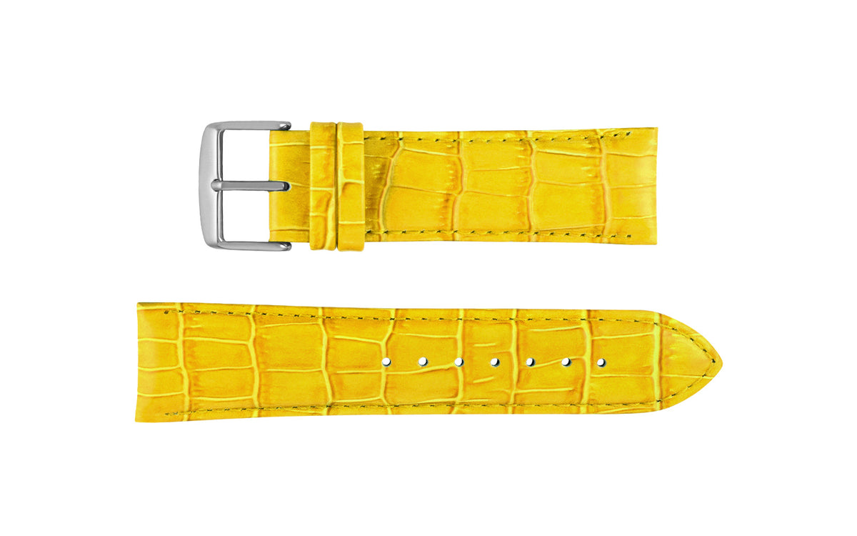 DB Straps Men&#39;s Yellow Chronograph Style Crocodile Grain Leather Watch Strap