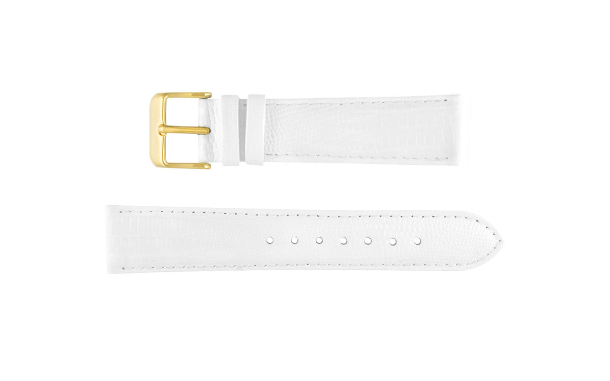 DB Straps LONG Women&#39;s White TEJU Lizard Grain Leather Watch band QGDB08203WL