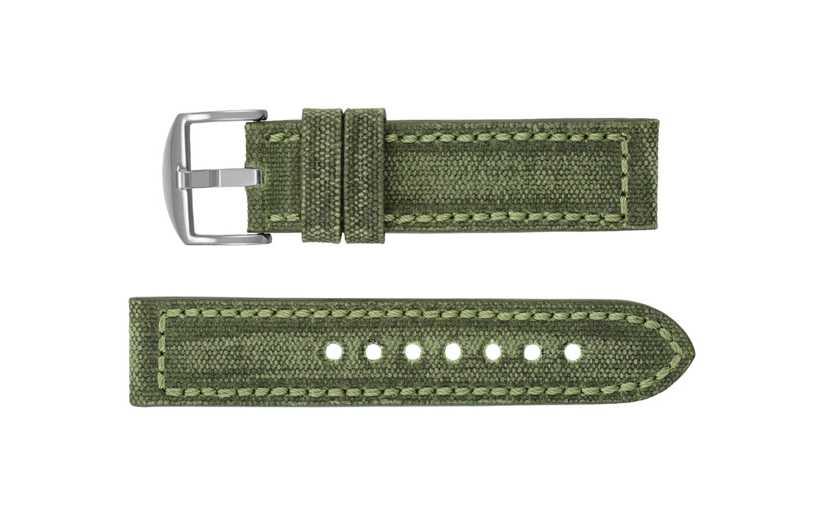 RIOS1931 Maryland - Men&#39;s Olive Vintage Canvas Watch Strap