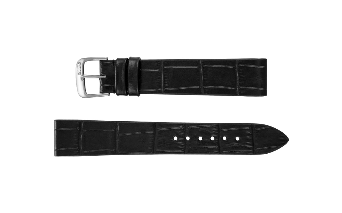 RIOS1931 Miami - Men&#39;s Black Embossed Alligator Grain Leather Watch Strap