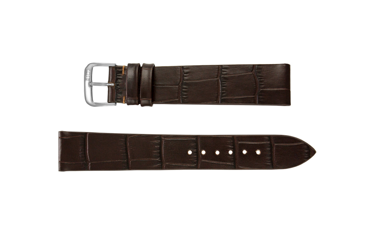 RIOS1931 Miami - Men&#39;s Mocha Embossed Alligator Grain Leather Watch Strap