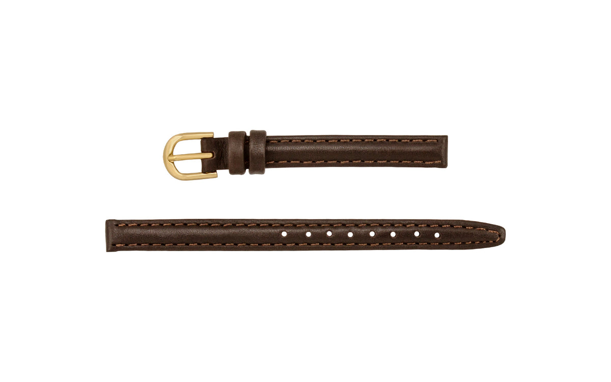 TMX Style Women&#39;s Brown Stitched Genuine Leather Watch Strap