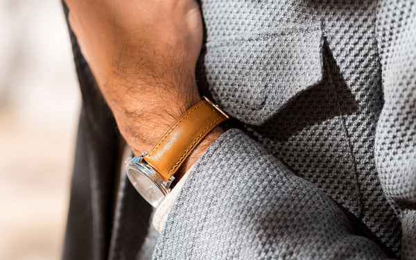 Camelgrain by HIRSCH - Men's SHORT Honey Leather Watch Strap
