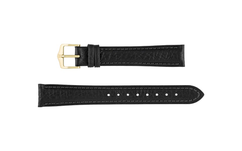 Camelgrain by HIRSCH - Men's Black Textured Leather Watch Strap