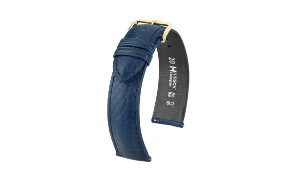 Camelgrain by HIRSCH - Men's Blue Textured Leather Watch Strap