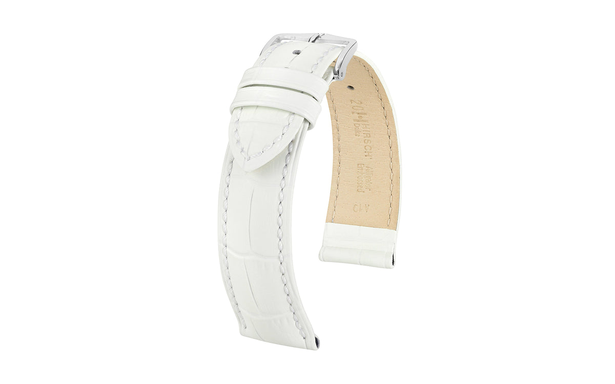 Duke by HIRSCH - Women&#39;s White Alligator Grain Leather Watch Strap