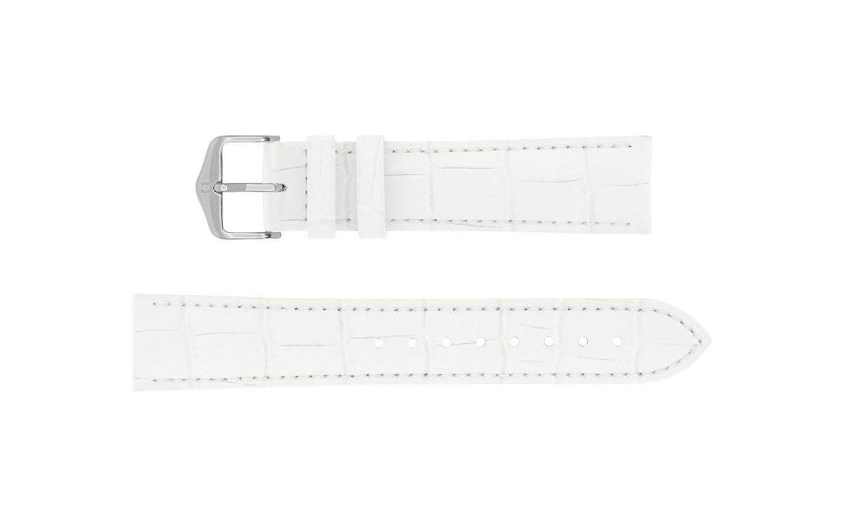 Duke by HIRSCH - Men&#39;s White Alligator Grain Leather Watch Strap