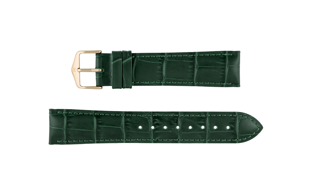 Duke by HIRSCH - Men&#39;s Green Alligator Grain Leather Watch Strap