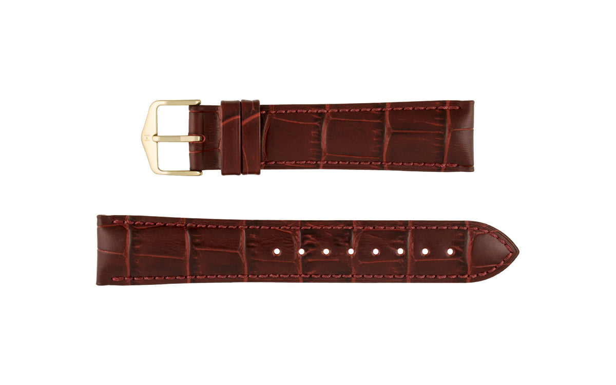 Duke by HIRSCH - Men&#39;s Burgundy Alligator Grain Leather Watch Strap