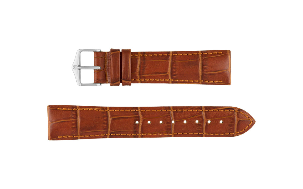 Duke by HIRSCH - Men's SHORT Golden Brown Alligator Grain Leather Watch Strap