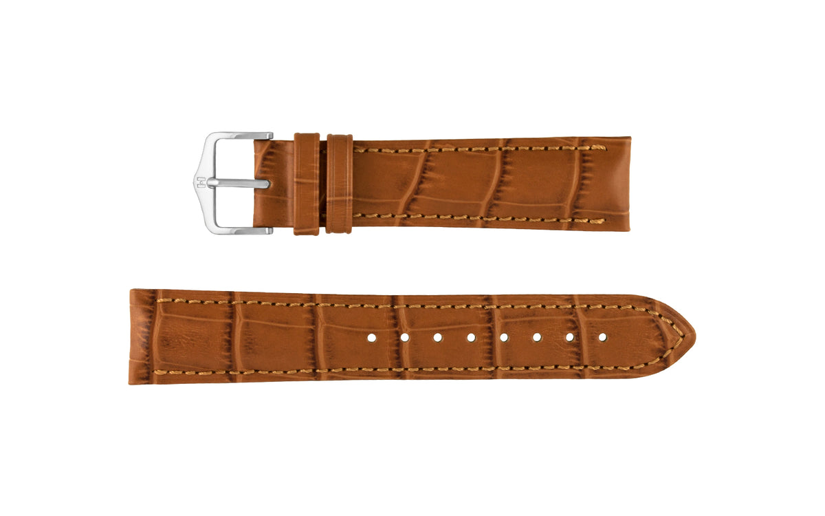 Duke by HIRSCH - Men&#39;s SHORT Honey Alligator Grain Leather Watch Strap