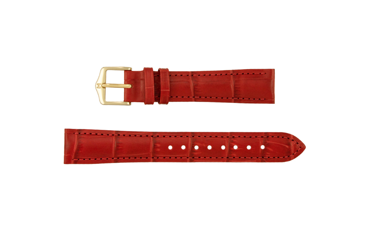 Duke by HIRSCH - Women&#39;s Red Alligator Grain Leather Watch Strap