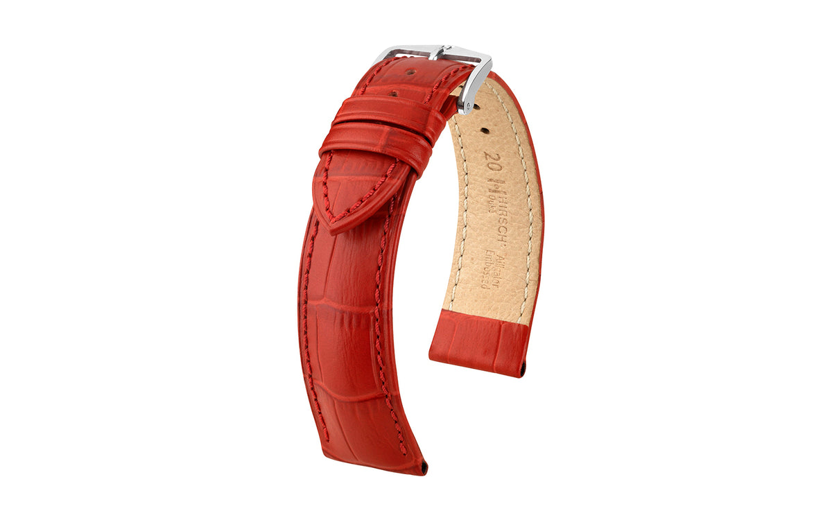 Duke by HIRSCH - Women&#39;s Red Alligator Grain Leather Watch Strap