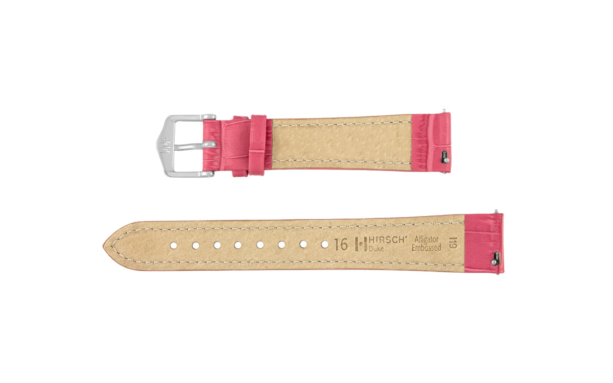 Duke by HIRSCH - Women&#39;s Pink Alligator Grain Leather Watch Strap