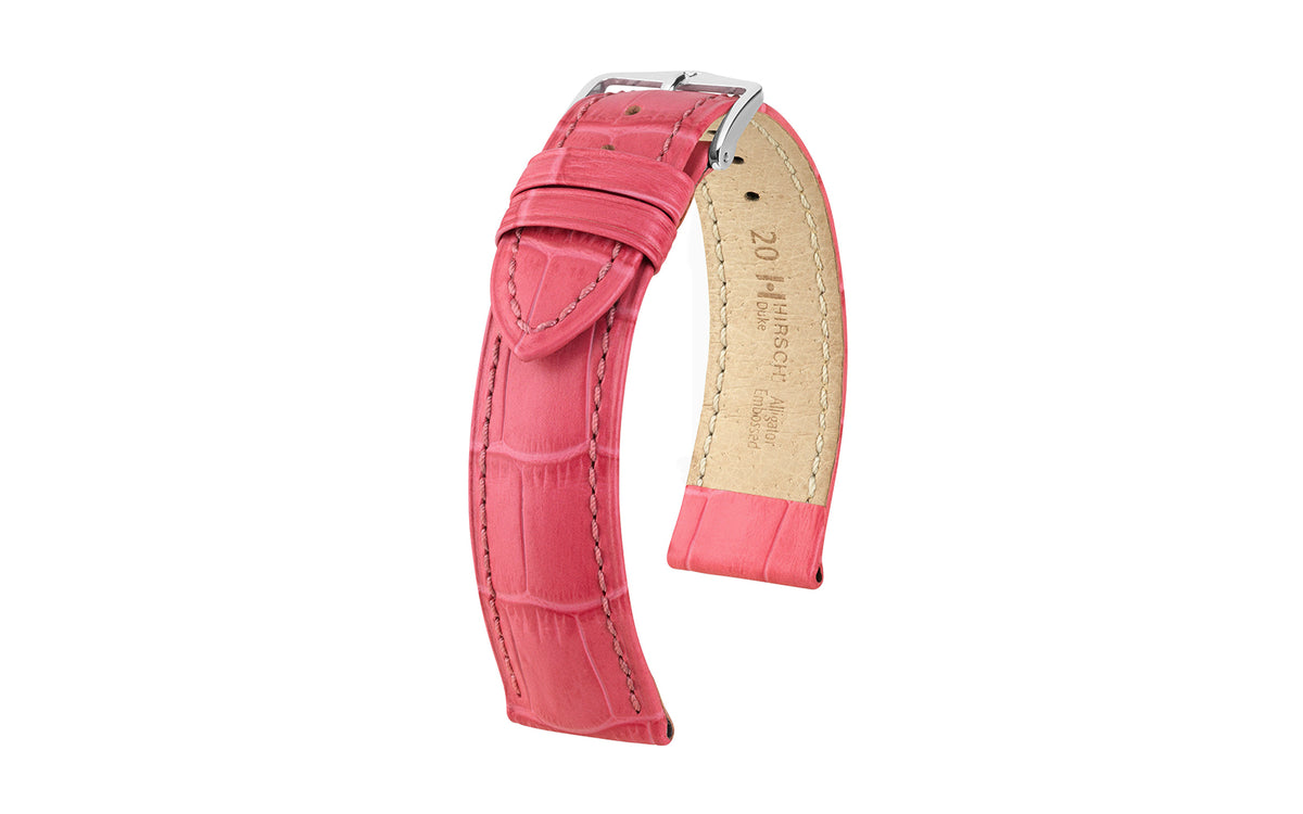 Duke by HIRSCH - Women&#39;s Pink Alligator Grain Leather Watch Strap