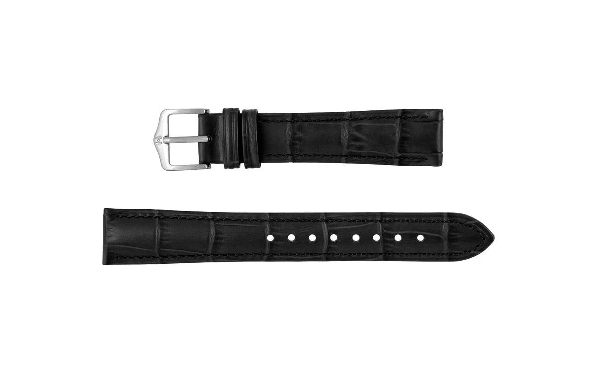 Duke by HIRSCH - Women&#39;s LONG Black Alligator Grain Leather Watch Strap
