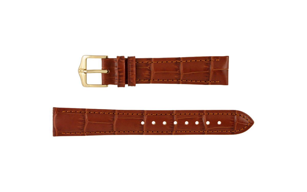 Duke by HIRSCH - Women&#39;s LONG Golden Brown Alligator Grain Leather Watch Strap