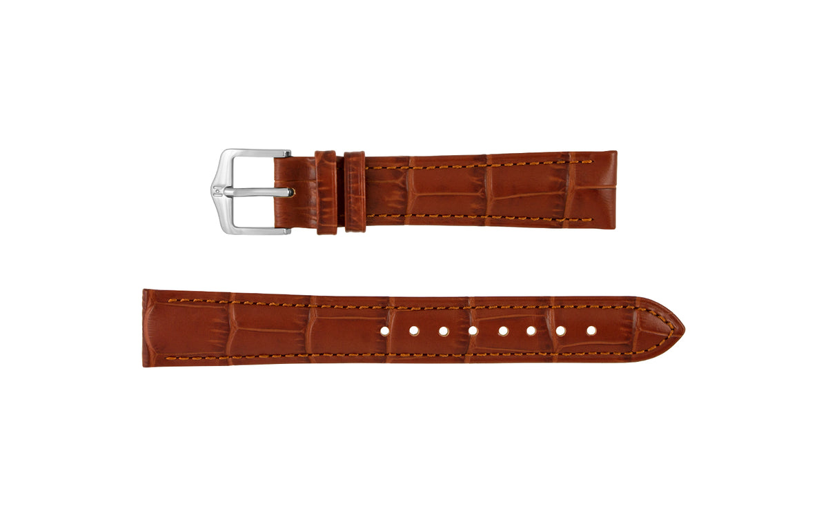 Duke by HIRSCH - Women&#39;s LONG Golden Brown Alligator Grain Leather Watch Strap