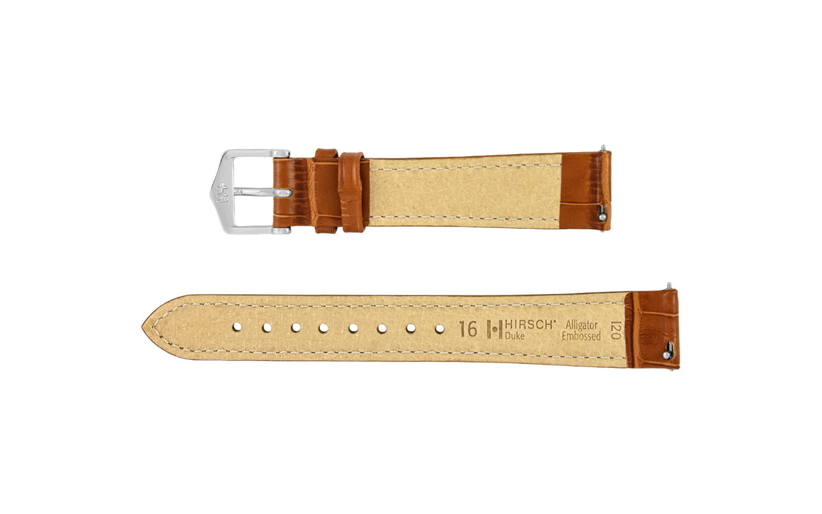 Duke by HIRSCH - Women&#39;s LONG Honey Alligator Grain Leather Watch Strap
