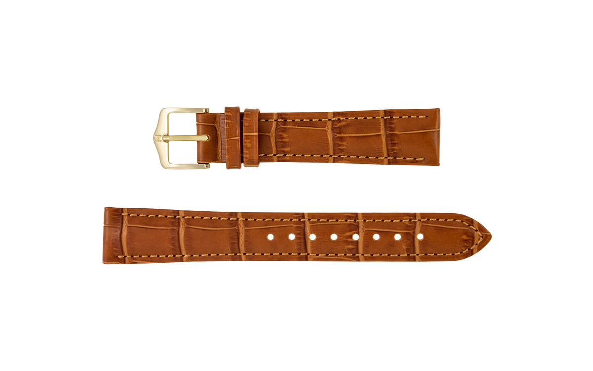 Duke by HIRSCH - Women&#39;s LONG Honey Alligator Grain Leather Watch Strap