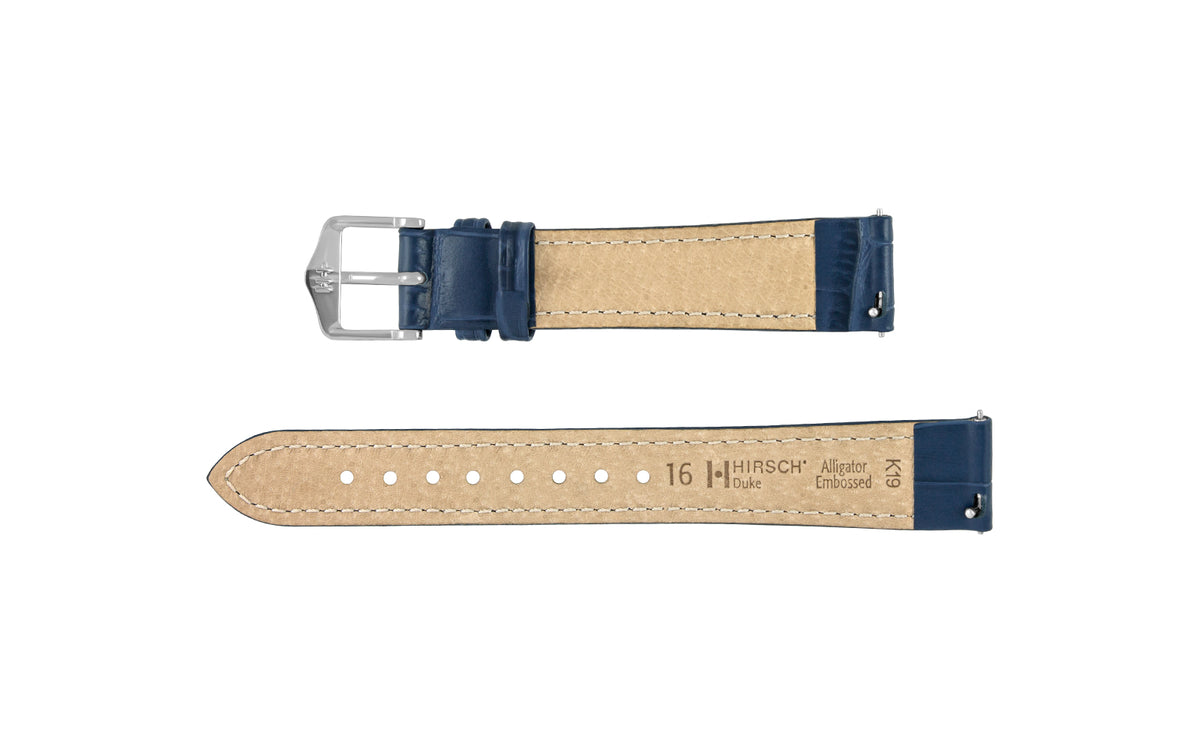 Duke by HIRSCH - Women&#39;s Blue Alligator Grain Leather Watch Strap