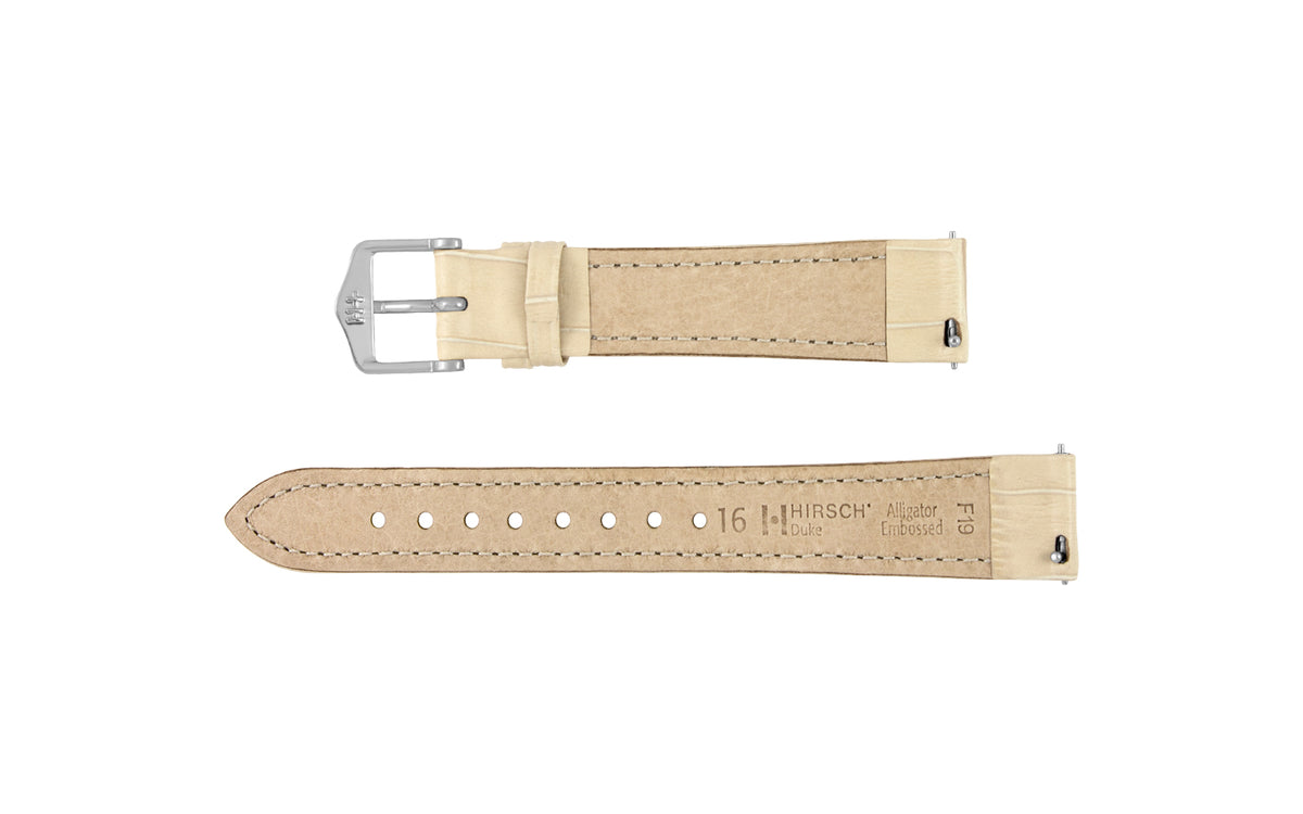 Duke by HIRSCH - Women&#39;s Beige Alligator Grain Leather Watch Strap