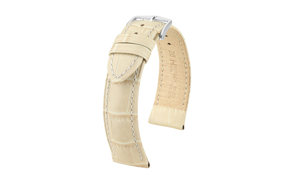Duke by HIRSCH - Women&#39;s Beige Alligator Grain Leather Watch Strap
