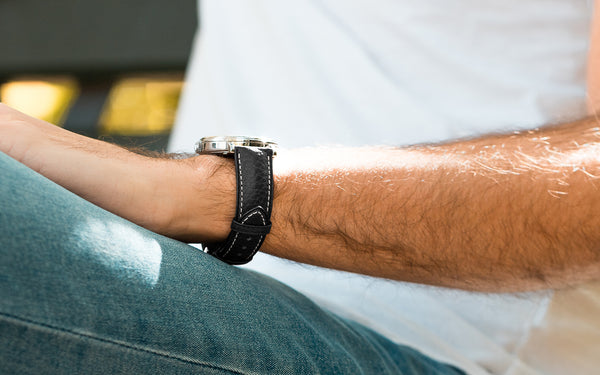 Boston by HIRSCH - Men's Black Buffalo Calfskin Leather Watch Strap
