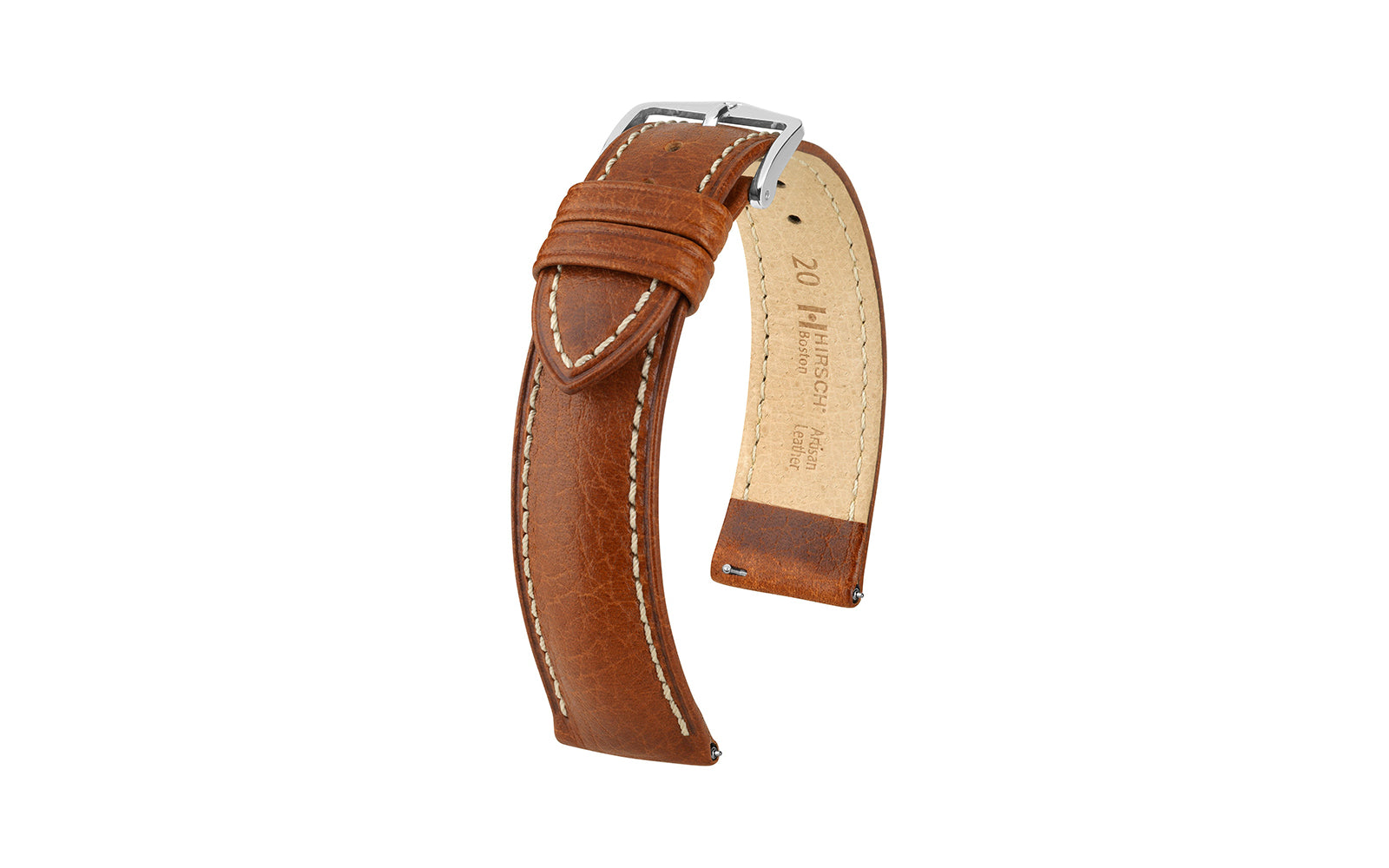 HIRSCH Boston Golden Brown Buffalo Leather Strap