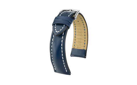 Heavy Calf by HIRSCH - Men's Blue Water-Resistant Calfskin Leather Watch Strap